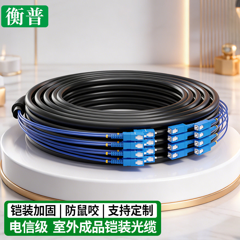 室外成品铠装光缆GYXTW-2芯4芯6芯8芯12芯单模室外架空光缆SC/FC/LC/ST光纤线免熔接户外光缆可定制