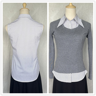 2025夏季新款单穿纯棉百搭通勤无袖衬衫波点内搭翻领单排扣女上衣