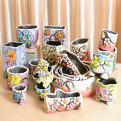 贴钻手绘家居桌面绿植物拼盘盆栽摆设非陶瓷 韩式 创意多肉花盆 包邮