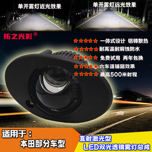 适用于本田杰德思铂睿CRV缤智XRV前雾灯改装直射LED双光透镜总成