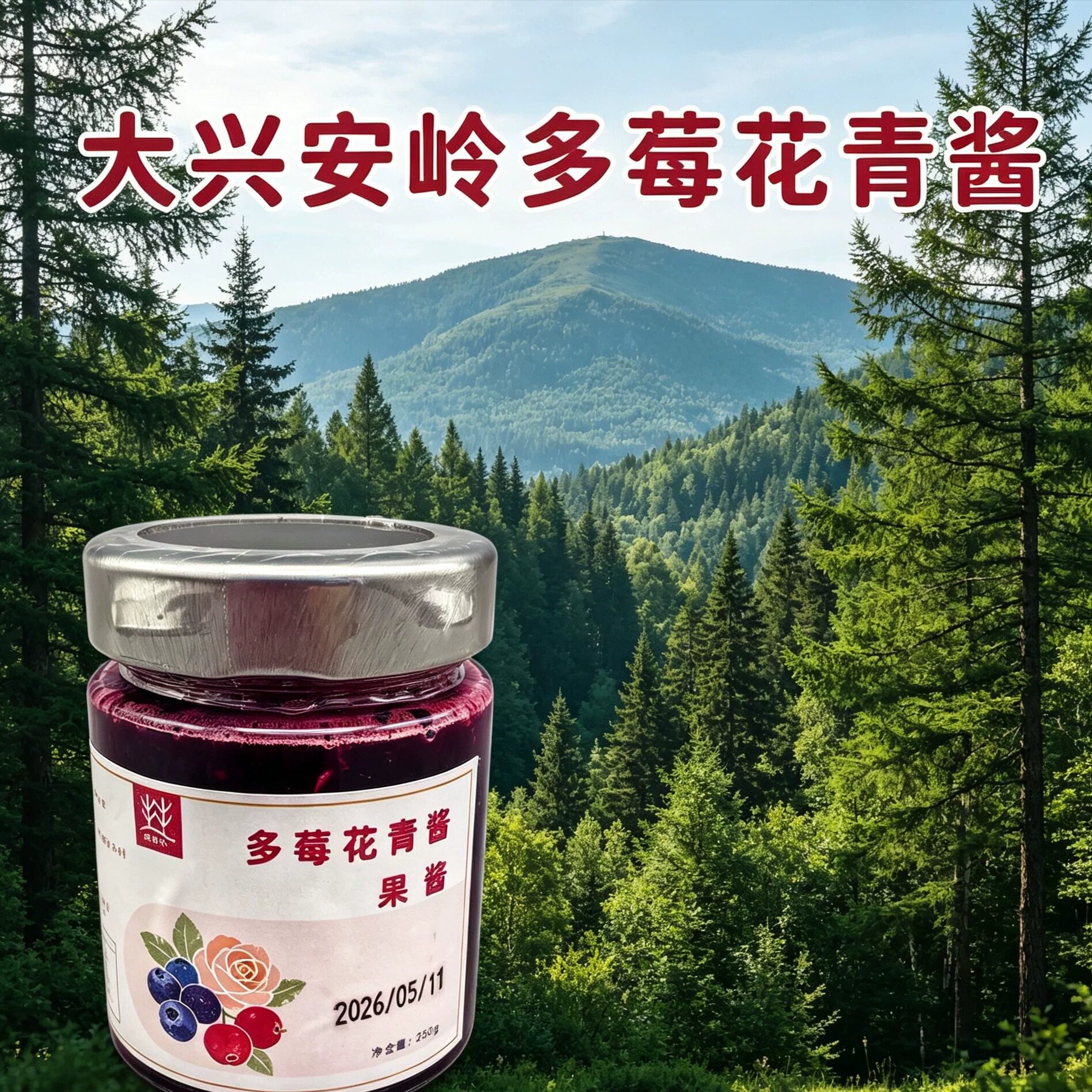大兴安岭特产 多莓花青酱果酱 配料蜂蜜野生蔓越莓粉蓝莓干不老莓