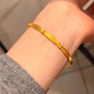 假黄金首饰结婚拉丝桂花手镯项链戒指套装百搭手饰送女友礼物国风