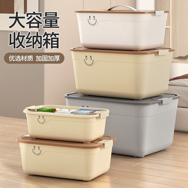 零食杂物收纳盒带盖塑料医药箱玩桌面收纳盒