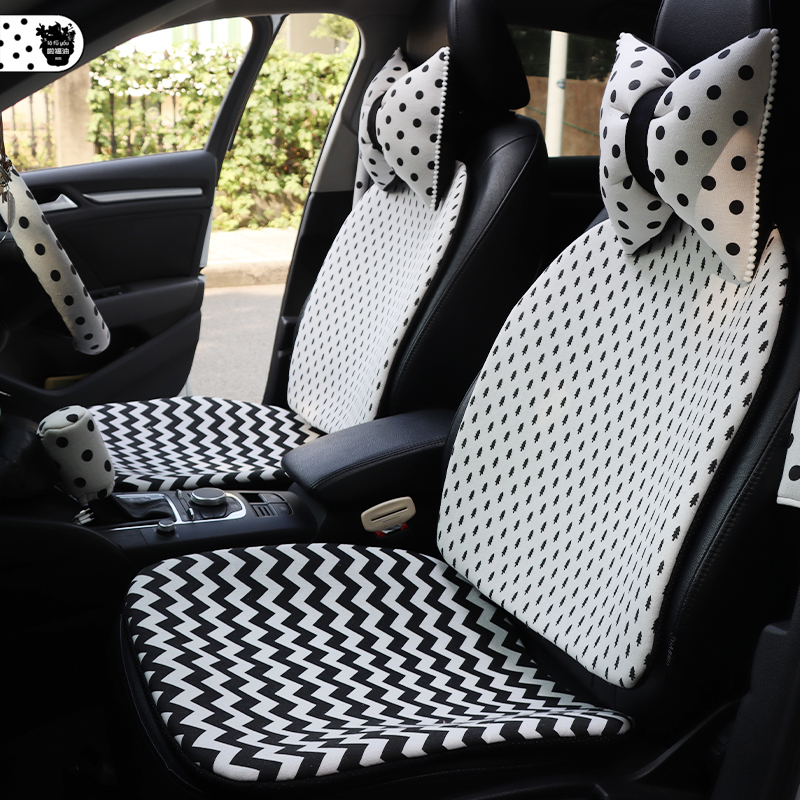 四季ins风可爱复古波点几何纹女生汽车座垫 单片坐垫原创定制