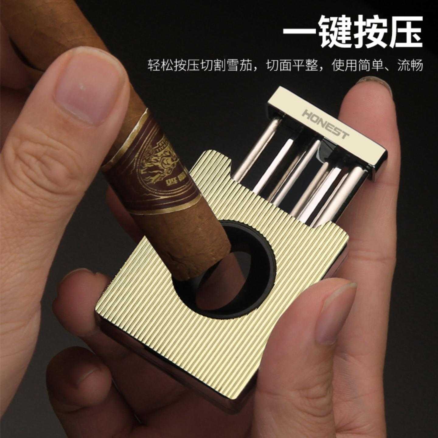 美国轻奢全金属精雕打火机礼盒装高档雪茄专用防风直冲蓝焰套装批