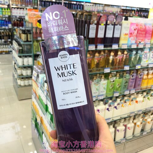 香港购韩国Happy bath爱茉莉沐浴露760g保湿香氛656白麝香味 多款