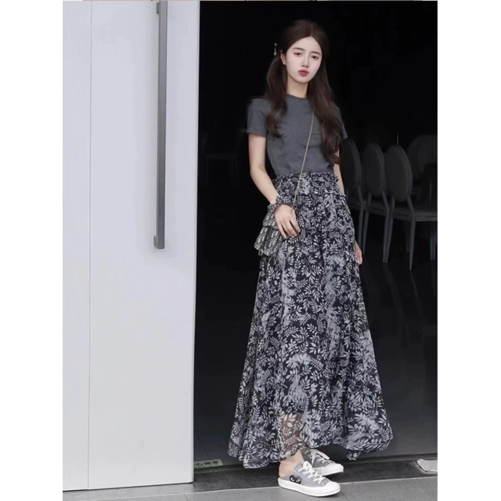 欧洲站2025夏季新款搭配一整套女装减龄时尚碎花连衣裙子两件套装