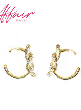 爱情诡计LM同款耳环金色缠绕镶钻LMSY开口圆环时尚个性设计风耳钉