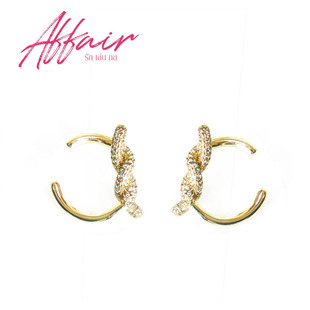 爱情诡计LM同款耳环金色缠绕镶钻LMSY开口圆环时尚个性设计风耳钉