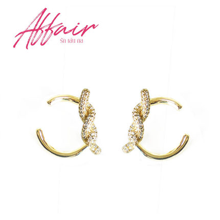 爱情诡计LM同款耳环金色缠绕镶钻LMSY开口圆环时尚个性设计风耳钉