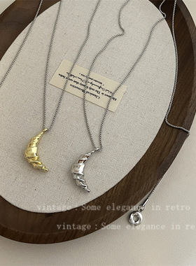 2026新款韩版ins小众高级牛角包甜甜圈抽拉式长款女锁骨链