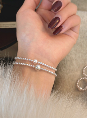 S家曼塔玫瑰粉珍珠手链女气质高级小众百搭弹力复古手饰手环