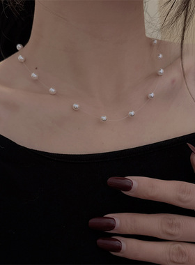 满天星淡水珍珠设计款项链女经典法式赫本风锁骨颈链