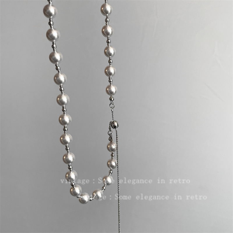 法式长款流苏气质仿施家珍珠毛衣链复古优雅轻奢高级感可调节项链