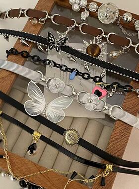 亚文化复古哥特y2k个性设计秋冬毛线多层choker锁骨链女颈链