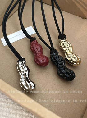 好事花生吊坠毛衣链小众高级轻奢秋冬长款休闲卫衣链2024