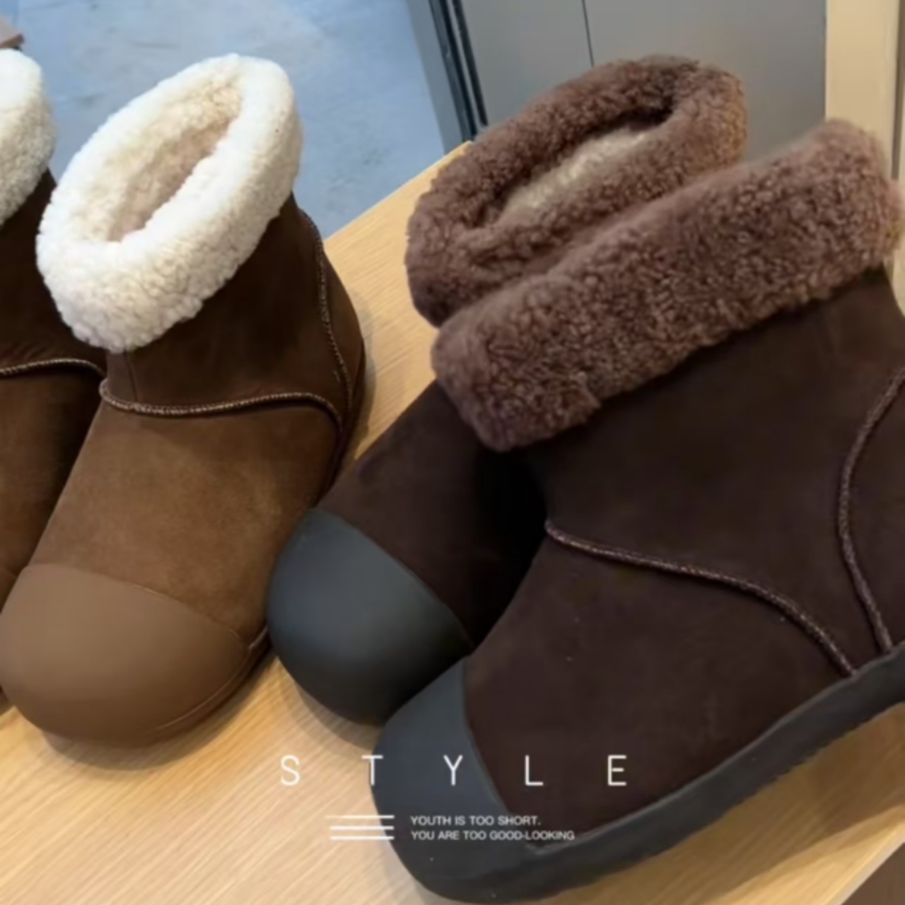 喜乐XILE 秋冬新款加绒加厚内增高毛毛短靴雪地靴