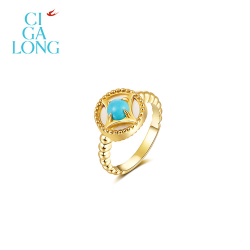 CIGALONG龙梓嘉家财万贯铜钱绿松石项链戒指东方悠然新中式珠宝