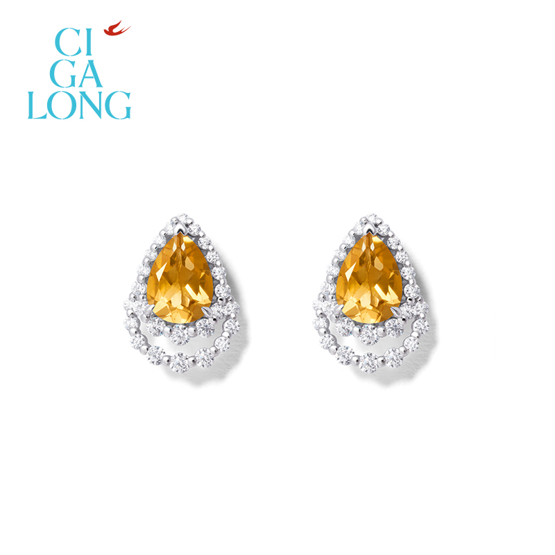 CIGALONG龙梓嘉黄水晶项链耳钉s925新中式珠宝