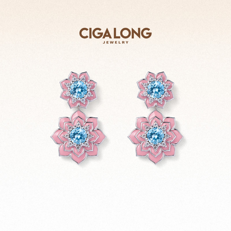 CIGALONG龙梓嘉宝莲花托帕石戒指新品新中式珠宝