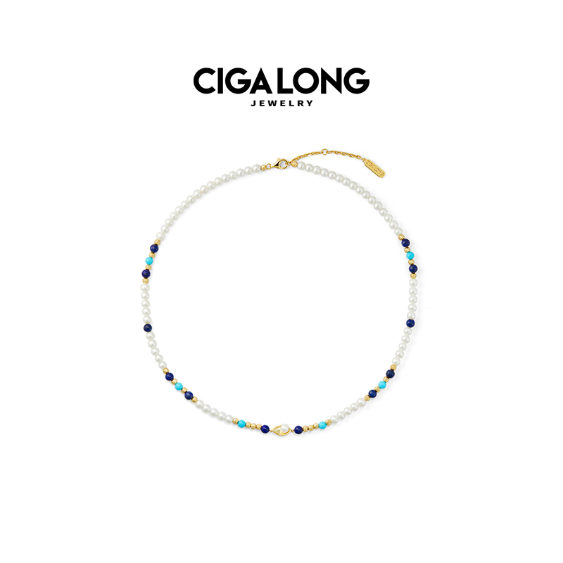 CIGALONG龙梓嘉玉兰花瓣电解绿松石项链耳钉原创新品新中式珠宝