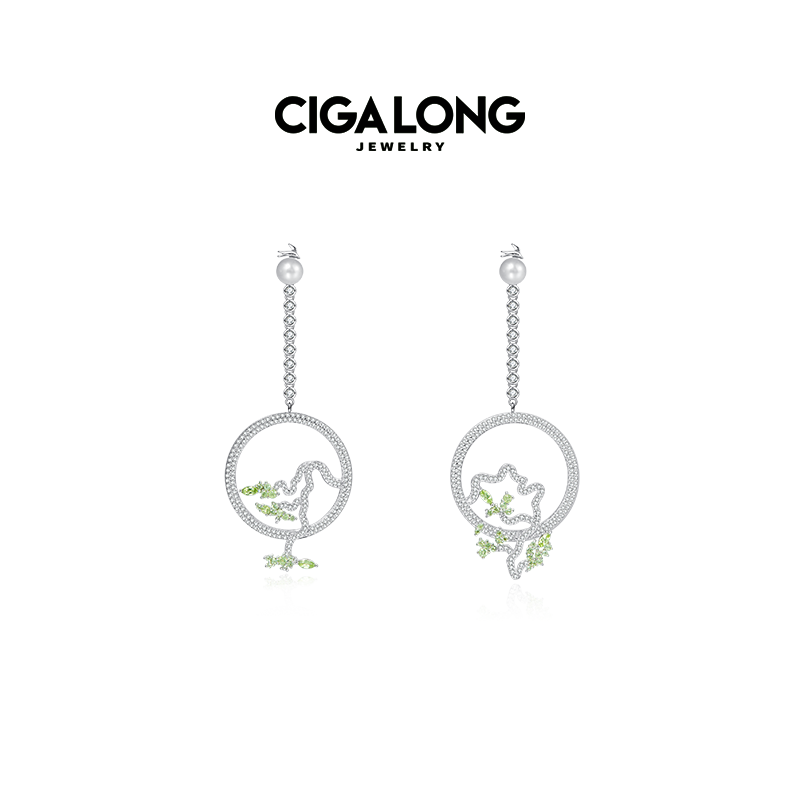 CigaLong橄榄石耳环宝石耳坠
