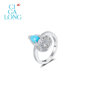 CIGALONG龙梓嘉燕影葫绿松石项链耳钉戒指飞燕系列新中式 珠宝