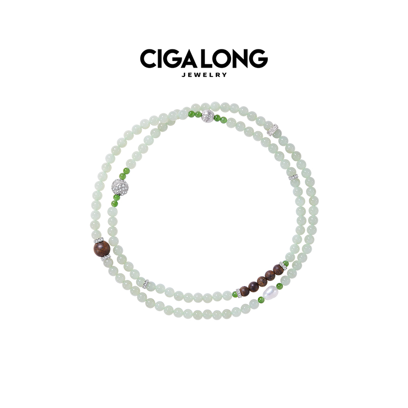 CIGALONG龙梓嘉步青云和田玉项链珠落玉盘新中式珠宝