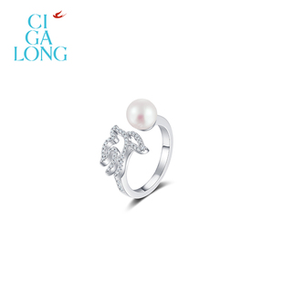 CIGALONG龙梓嘉剪纸飞燕珍珠项链戒指原创设计新中式 珠宝