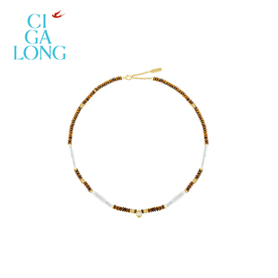 CIGALONG龙梓嘉节节高升福禄虎睛石珍珠项链东方悠然新中式 珠宝