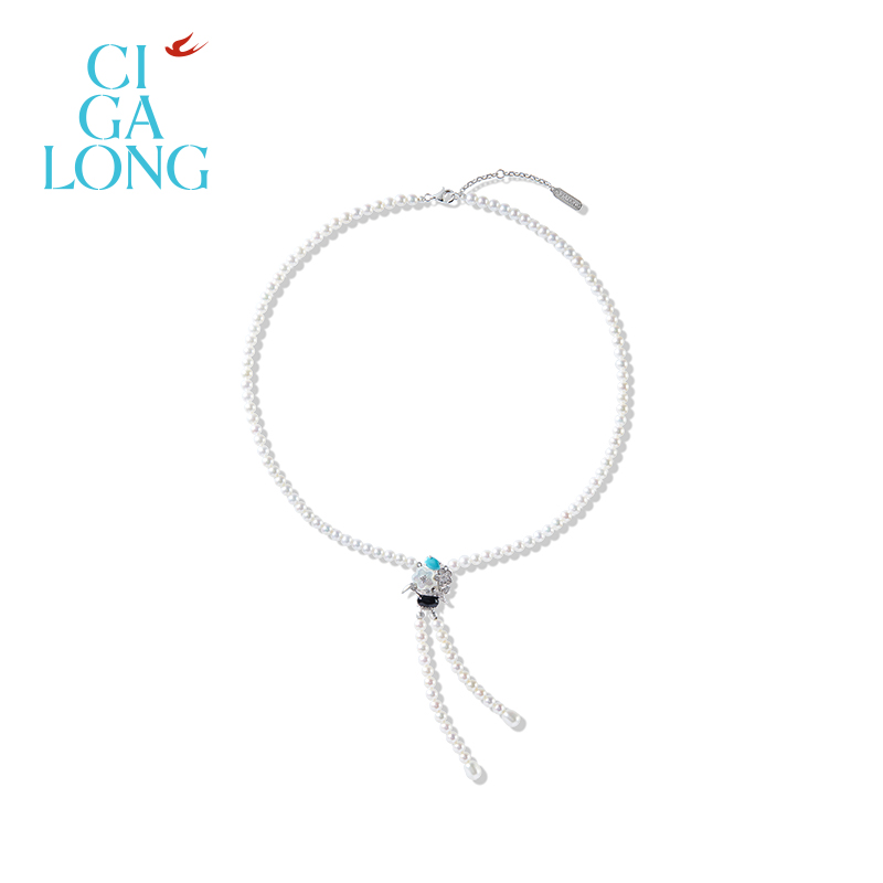 CIGALONG龙梓嘉百花篮绿松石项链耳钉新品系列原创新中式珠宝