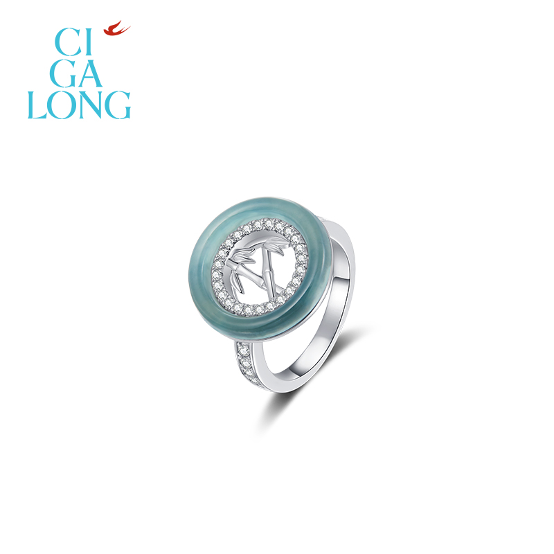 竹影翡翠套组吊坠/耳钉/戒指