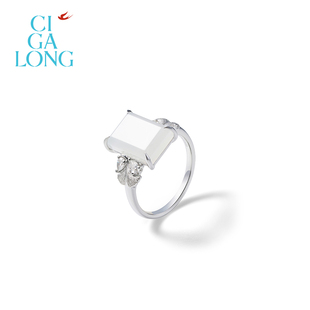 CIGALONG龙梓嘉无事牌和田玉戒指原创新品 珠宝 铂金手饰新中式