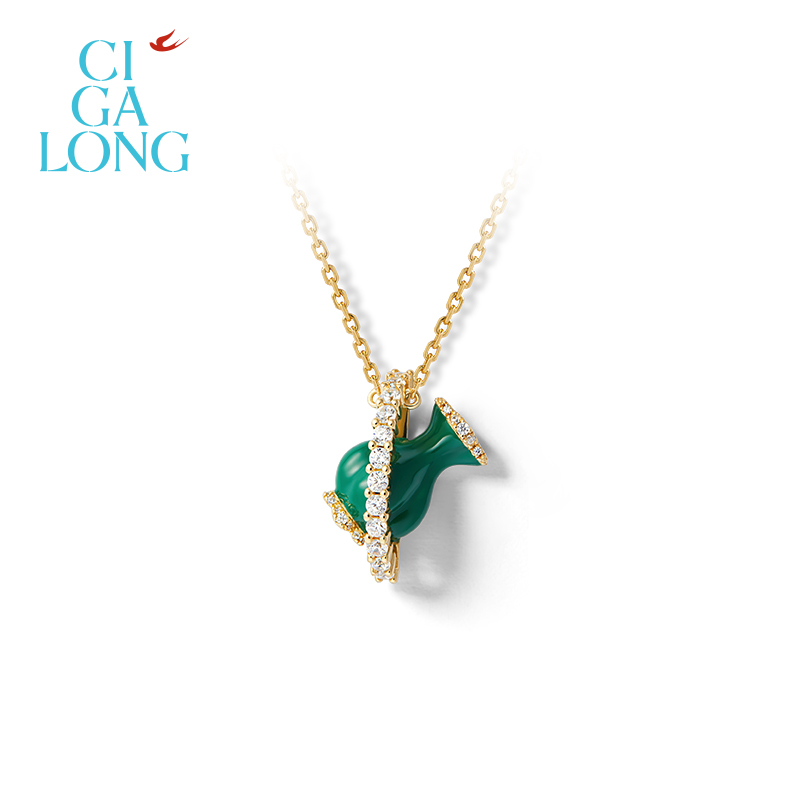 CIGALONG龙梓嘉瓜棱瓶官绿项链耳钉新品系列原创新中式珠宝