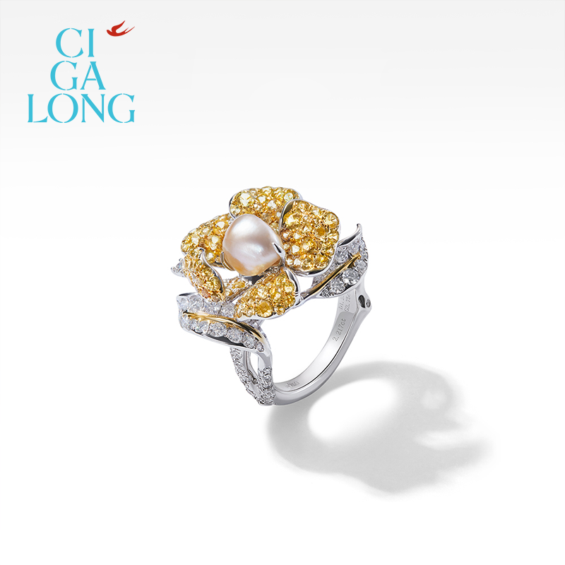 CIGALONG龙梓嘉野生珍珠18K金戒指新中式高级珠宝