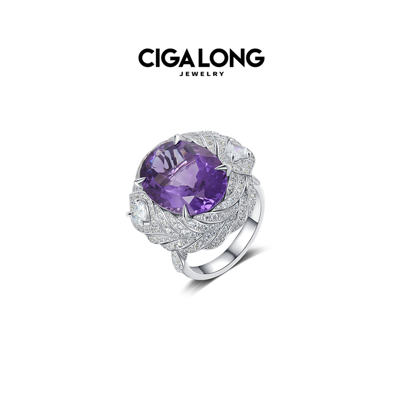 CigaLong紫水晶戒指宝石戒指