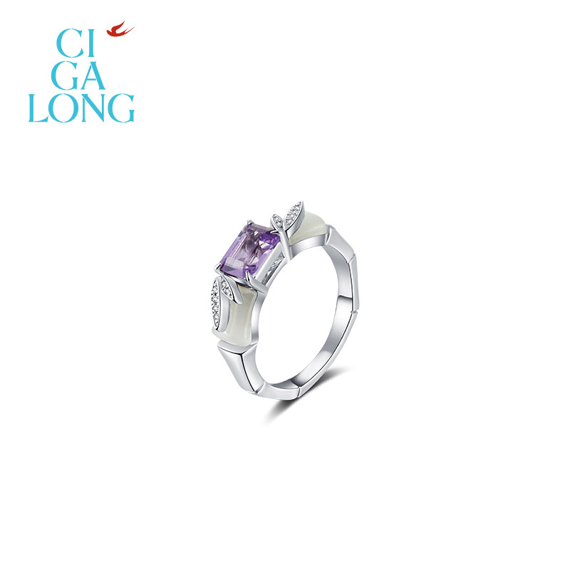 CIGALONG龙梓嘉节节高升紫水晶项链耳钉戒指梨满园新中式珠宝
