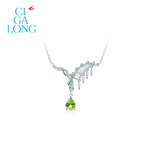 白蛇缘橄榄石项链国风珠宝