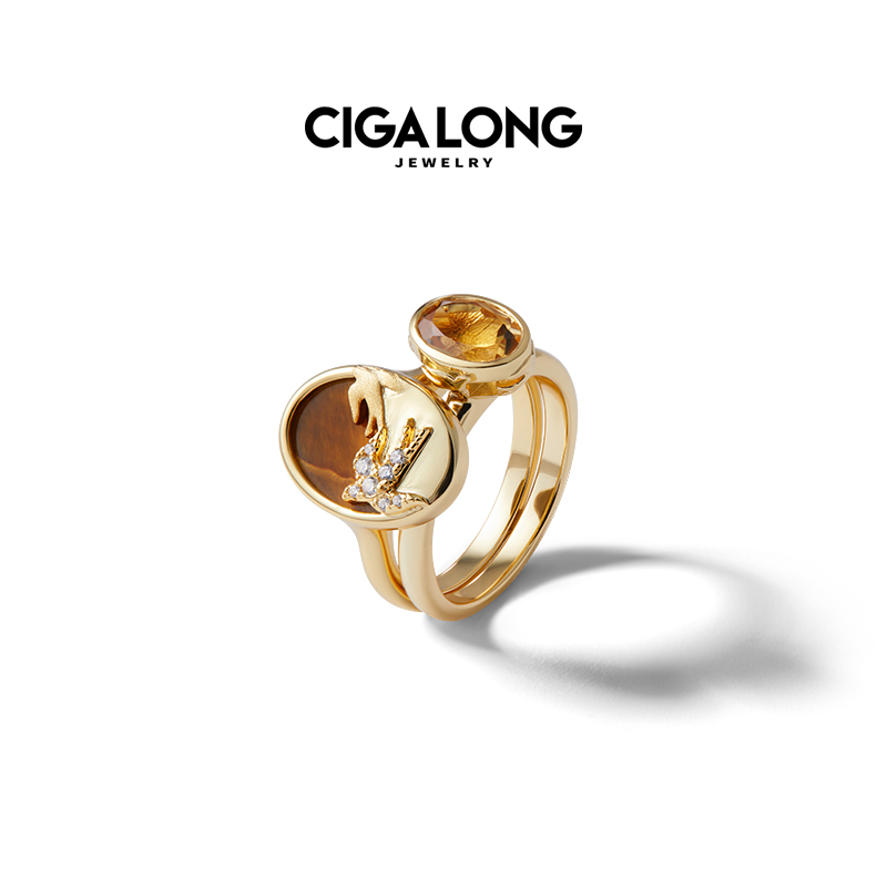 CIGALONG龙梓嘉画中燕黄水晶项链耳钉戒指手链新品系列新中式珠宝