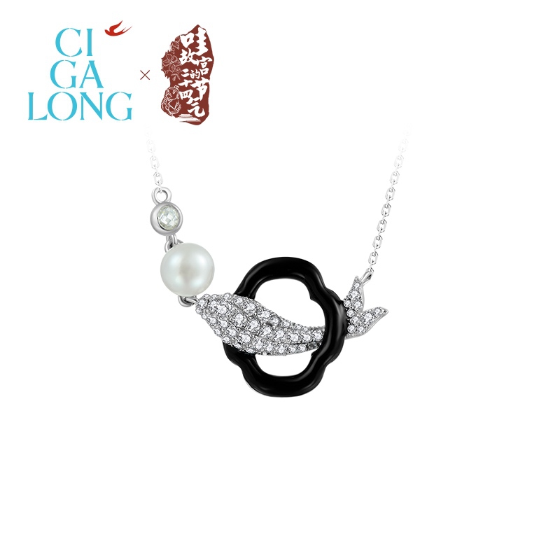 颖儿同款CIGALONG龙梓嘉锦鲤跃门珍珠项链耳钉新中式珠宝圣诞礼物