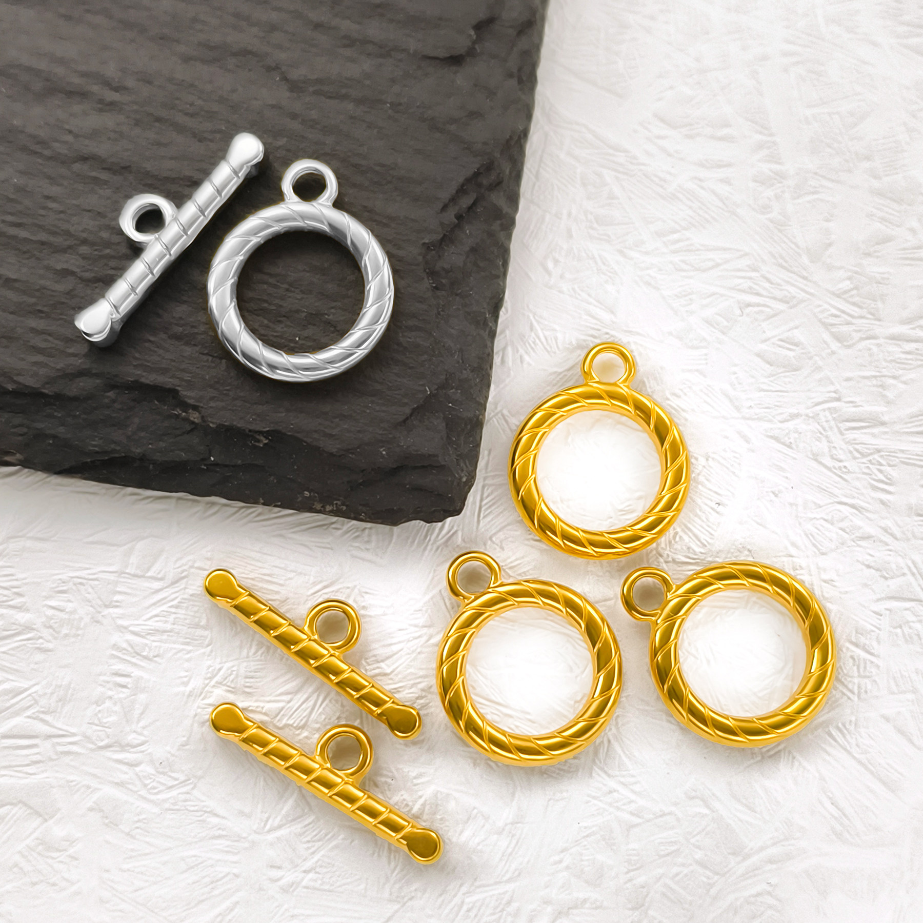 钛钢斜纹OT扣创意项链收尾扣