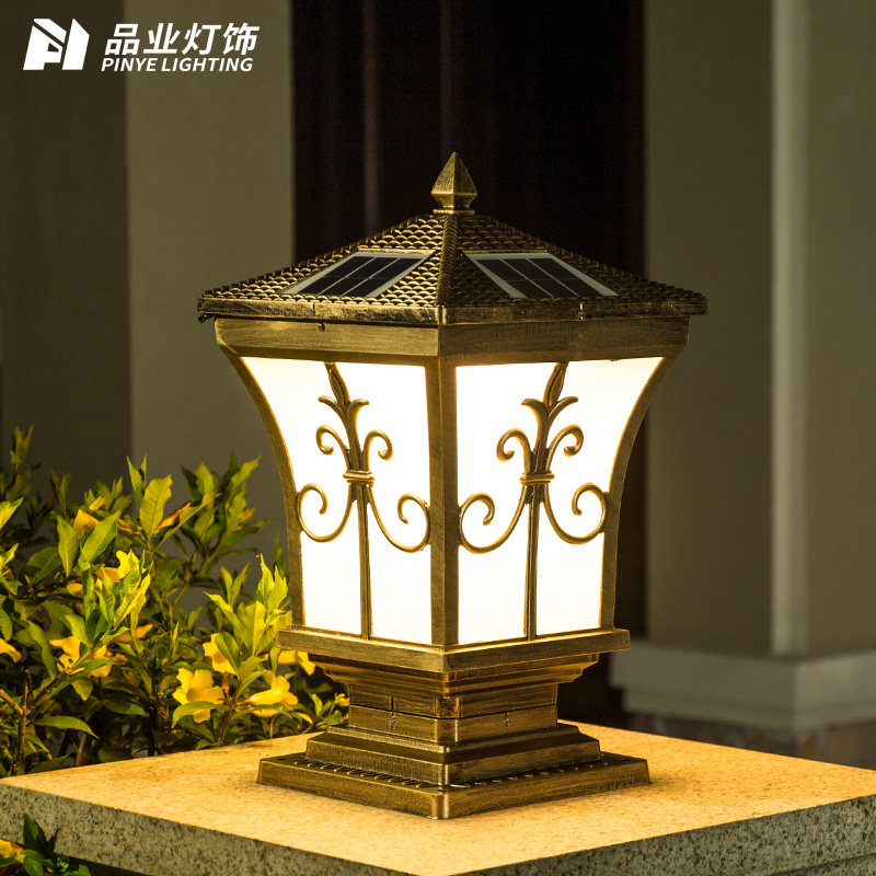 品业太阳能柱头灯围墙灯户外防水led庭院灯花园别墅农村大门灯