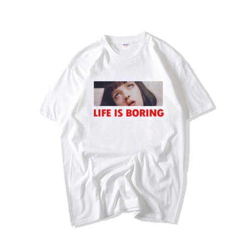 低俗小说life is boring昆汀电影周边男女中性纯棉宽松短袖T恤夏 - 封面