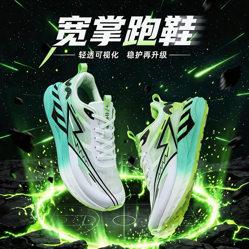 正品宽头跑步鞋男网面加宽运动鞋脚宽脚肥休闲鞋轻质透气宽楦鞋女