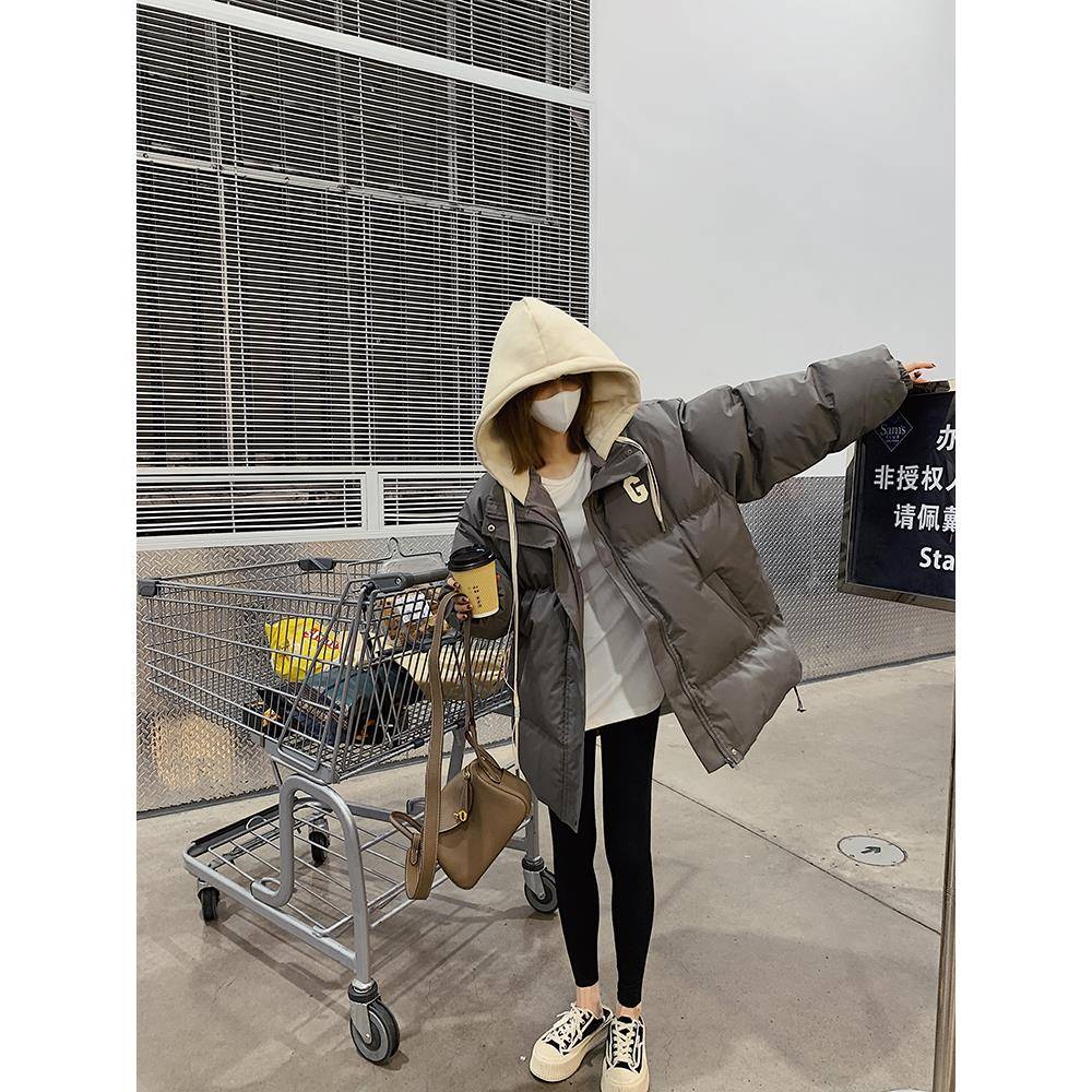【反季促销 原399】 连帽棉服女冬季加厚面包服拼接假两件外套
