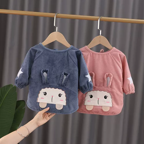 Детский водонепроницаемый фартук, демисезонный вельветовый лонгслив подходит для мужчин и женщин, нагрудник для еды, анти-грязь, сзади на завязках