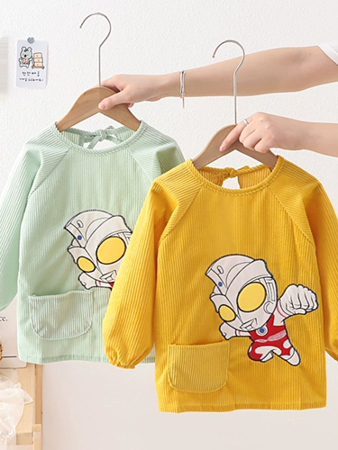 Детский водонепроницаемый нагрудник, фартук для еды, демисезонный лонгслив подходит для мужчин и женщин, анти-грязь, сзади на завязках