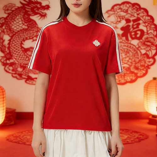 Adidas阿迪达斯女子短袖2026年新年款马年限定运动休闲T恤 KV0506