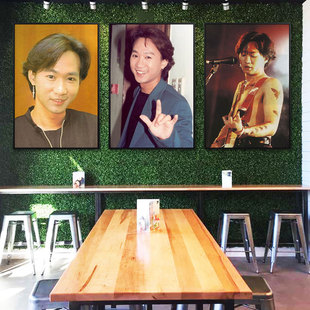 黄家驹挂画复古怀旧人物beyond乐队装 饰画酒吧KTV包厢录影棚壁画