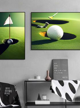 高尔夫球场挂画GOLF室内俱乐部装饰画运动球场休息室抽象艺术壁画